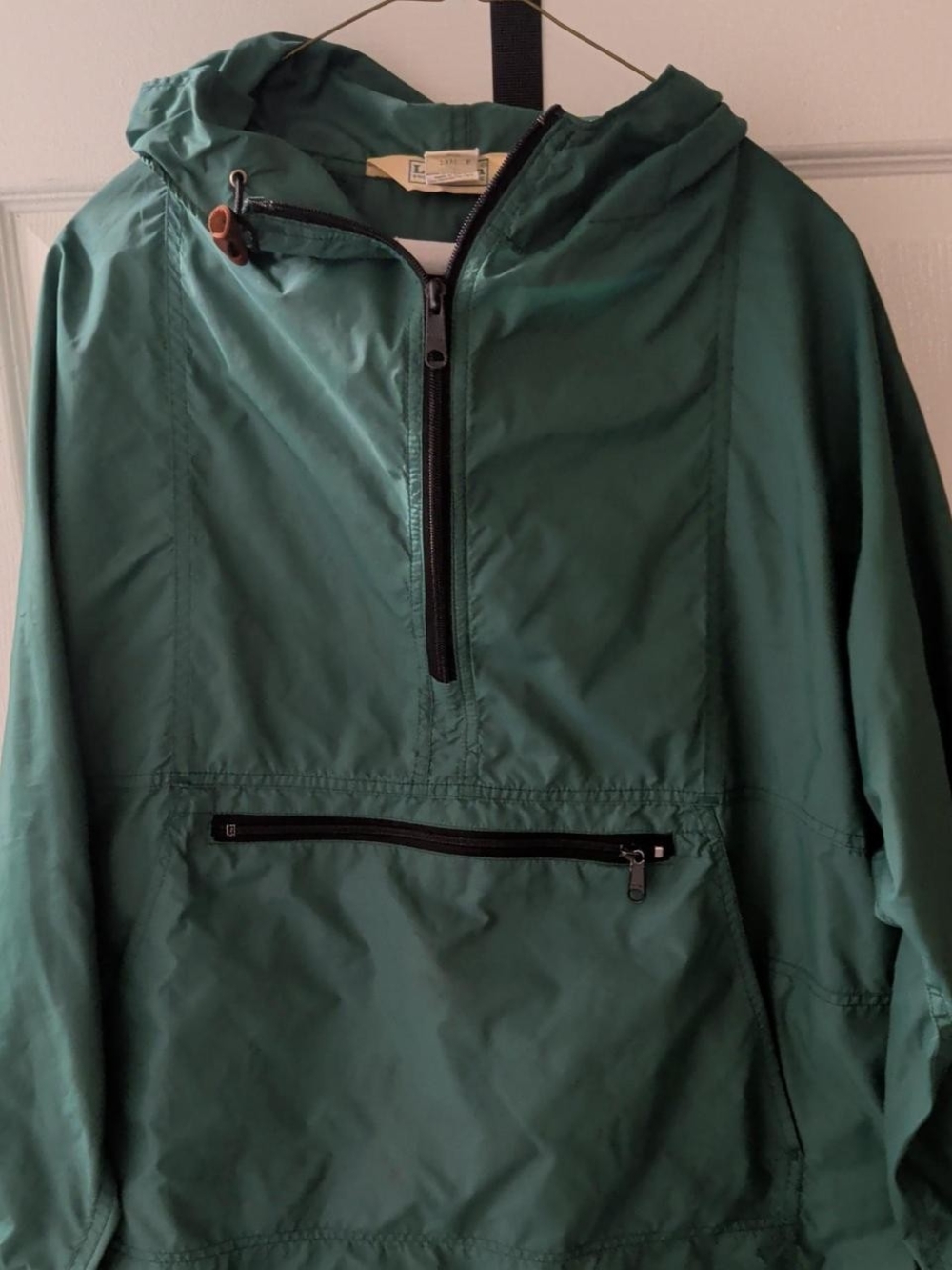 Vintage 80s L.L. Bean Forest Green Anorak Rain Jacket Hooded Pullover 🌲✨